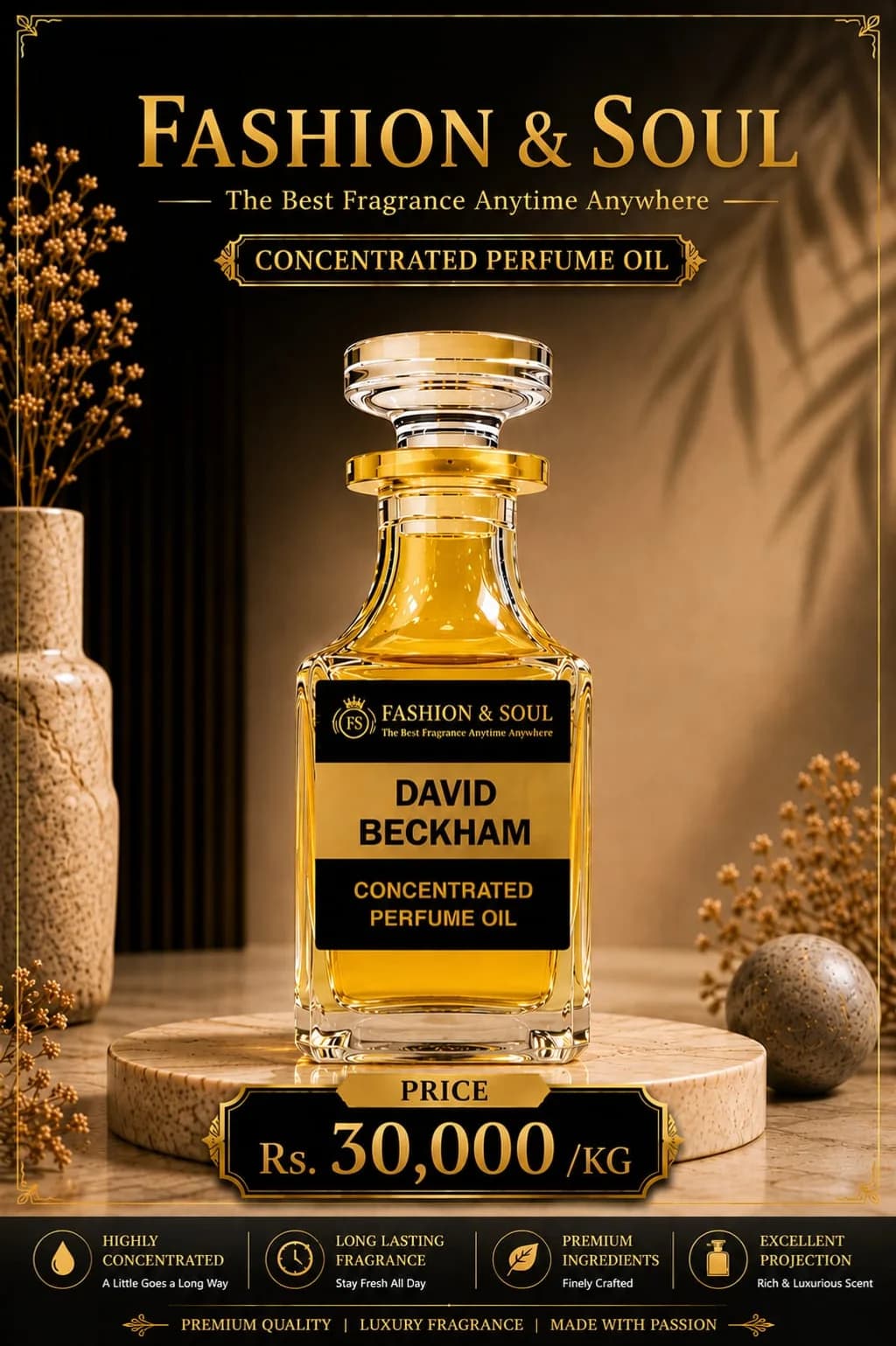 David Beckham concentrated perfume oil — Rs. 30,000/KG — Fashion & Soul